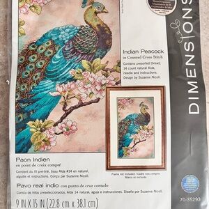 Vibrant Dimensions Indian Peacock Counted Cross Stitch Kit - Teal/Blue